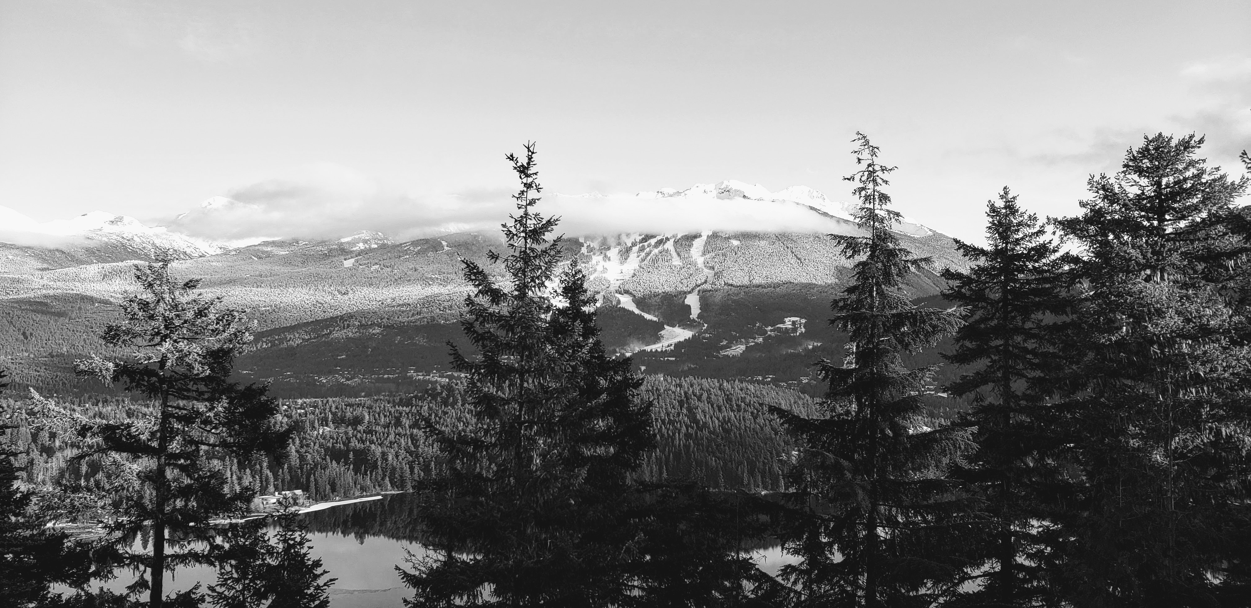 black and white mountains