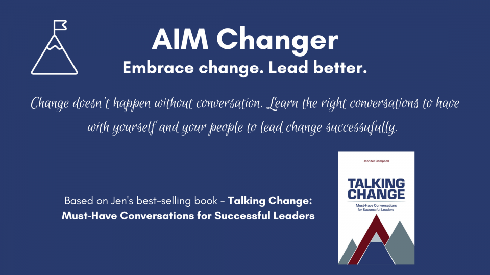 AIM Changer course summary with picture of Talking Change book